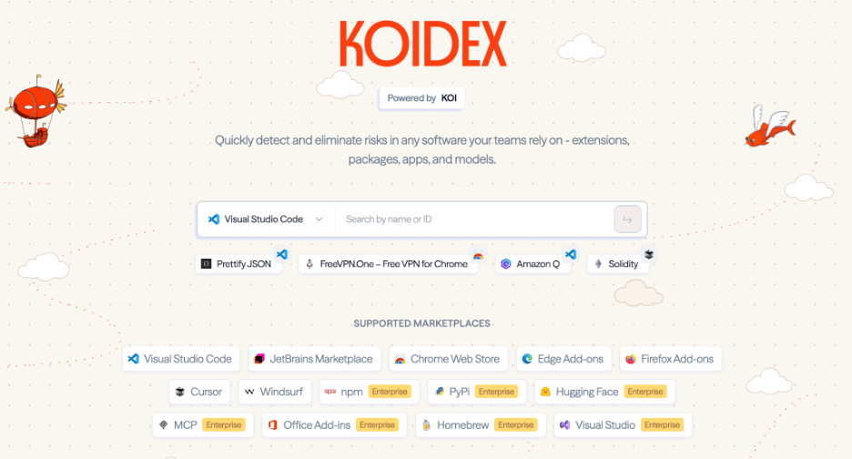 Image of Koi's website dashboard